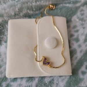 Elegant Gold and Purple Heart Necklace